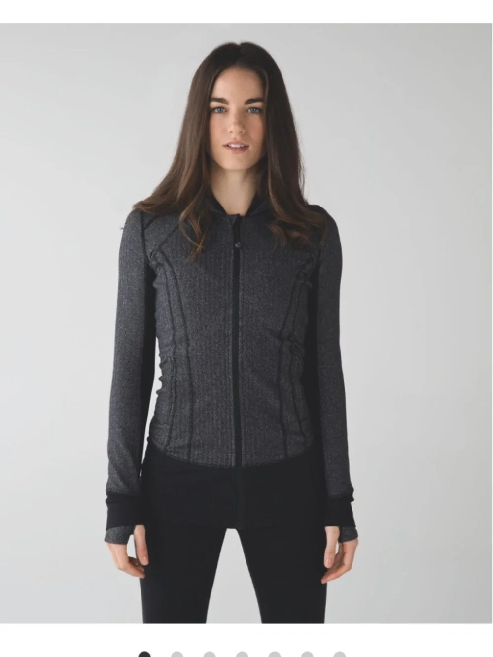 Lululemon 8 long zip up jacket daily practice heathered herringbone black slate - Picture 1 of 7